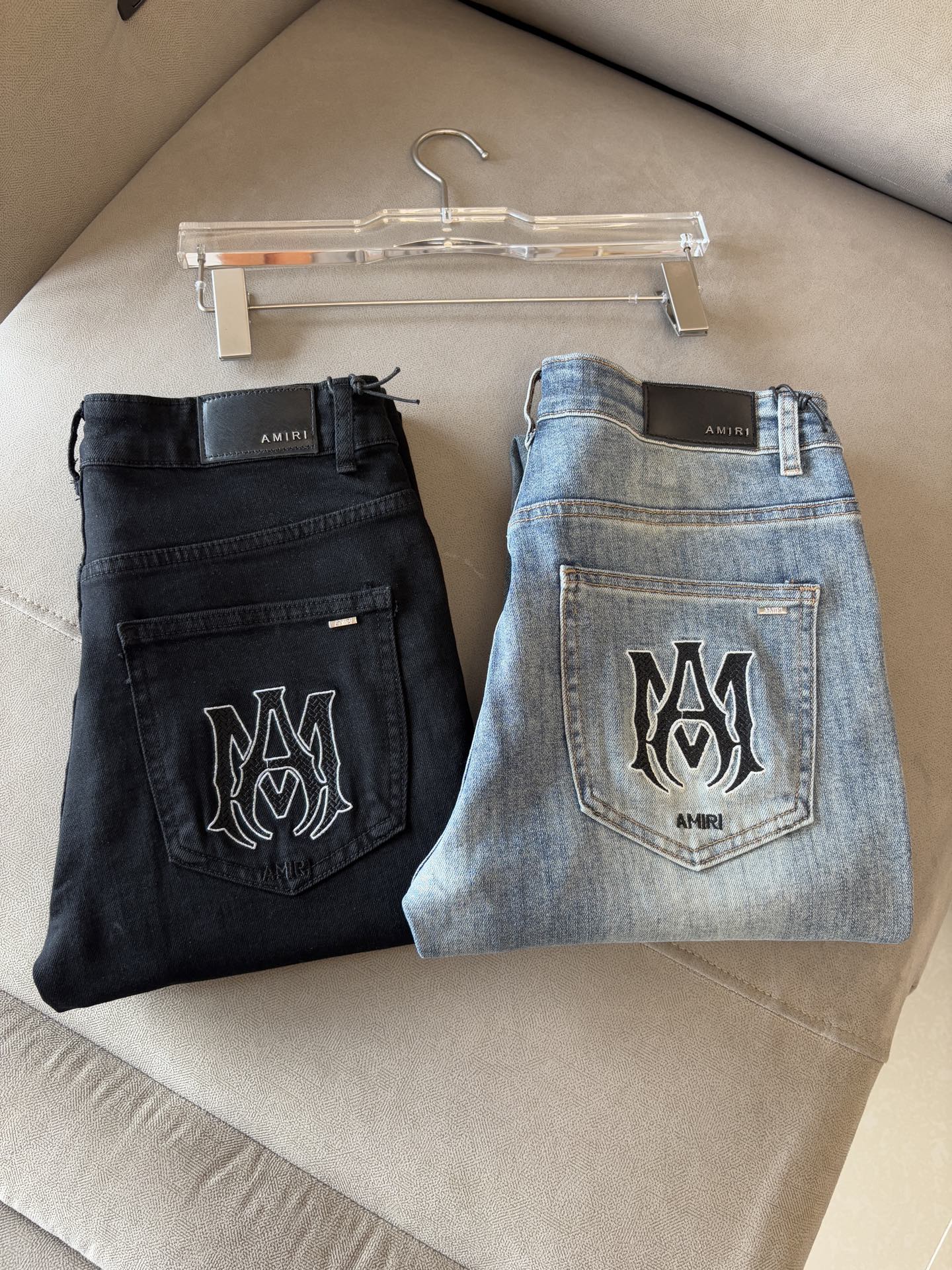 “Custom-Made Embroidered Jeans with Unique Design and Top-Quality Hardware, Size 28-38”