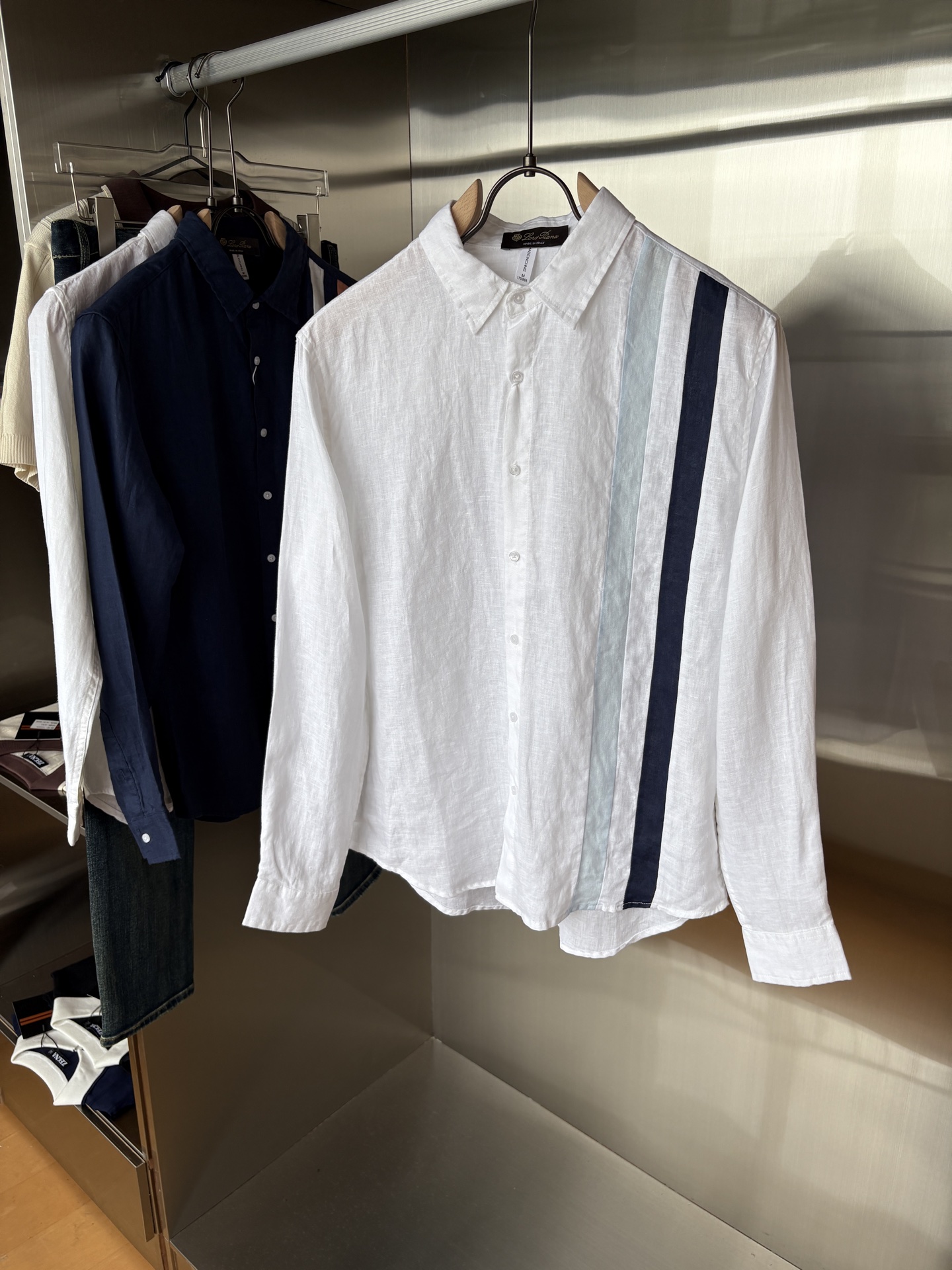 NO:485061,New pure linen contrast color combination casual long-sleeved shirt in autumn, comfortable and breathable fabric, fashionable and versatile color, blue, white, green and yellow, royal blue Size M-3XL, loro piano, alexander wang19860909L年秋季新款纯亚麻撞色拼色休闲长袖衬衣,面料舒适透气&时尚百搭 颜色蓝白、绿黄、宝蓝 尺码M-3XL,,loro piana,alexander wang,Men's clothing