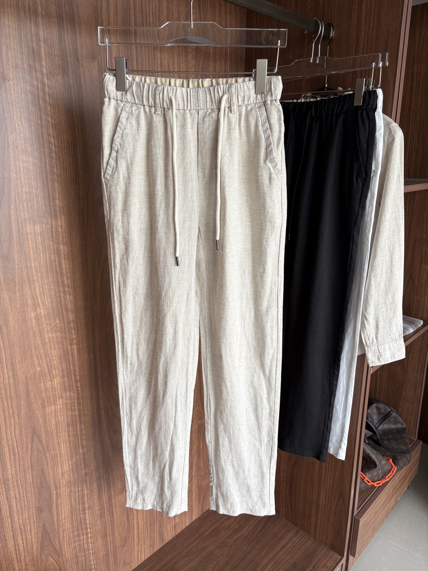 Pantalones de lino para hombre, corte recto, transpirables y cómodos