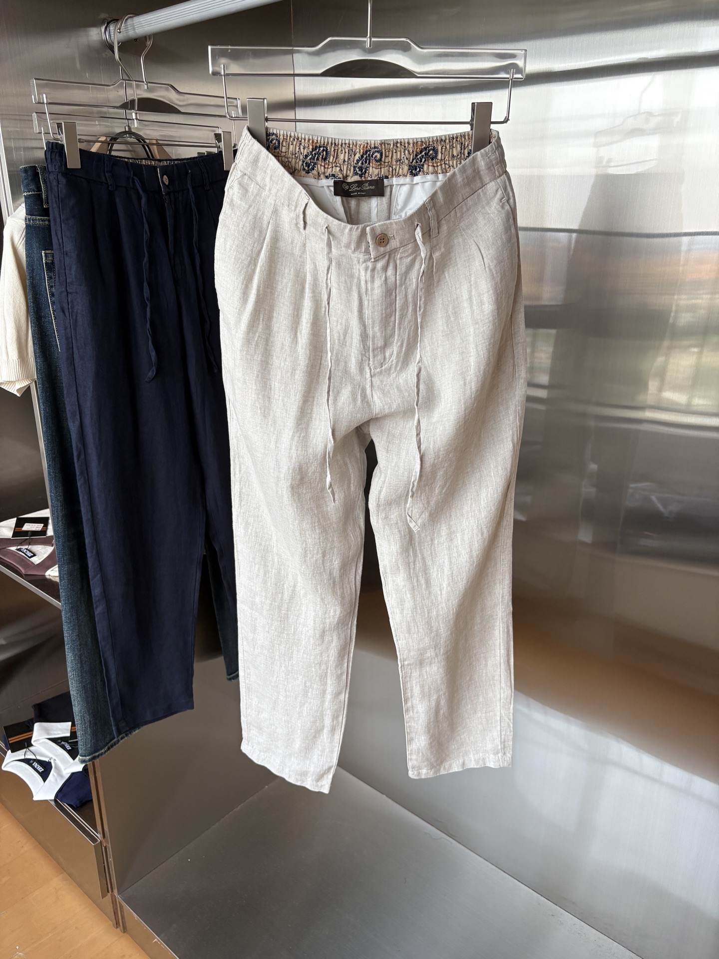 L、P春夏刺绣标识100 ％全麻时尚休闲裤 裤子无节制的创造动感兼具吸引力🧲,完美着装让时尚商务休闲轻而