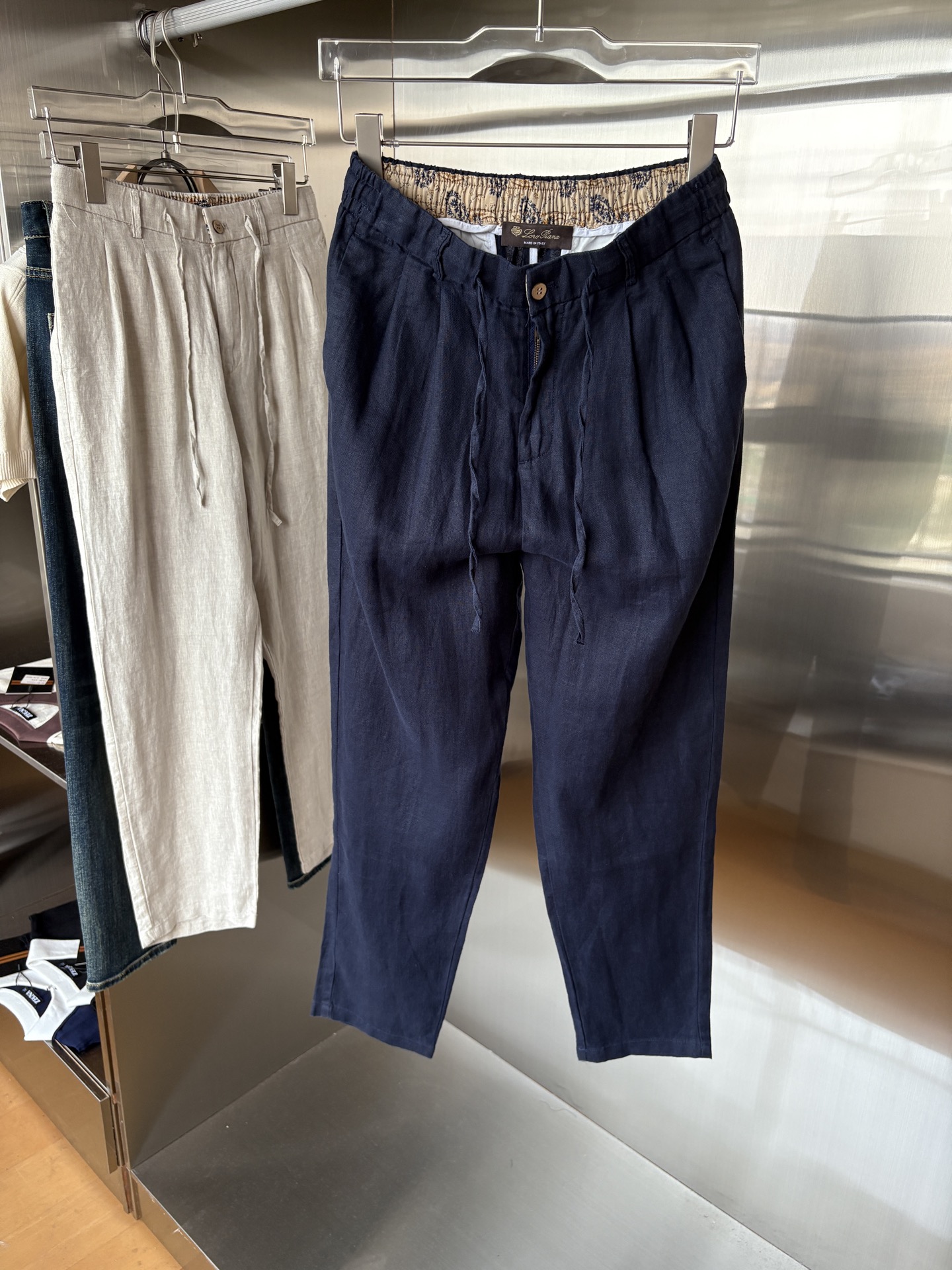 L、P春夏刺绣标识100 ％全麻时尚休闲裤 裤子无节制的创造动感兼具吸引力🧲,完美着装让时尚商务休闲轻而