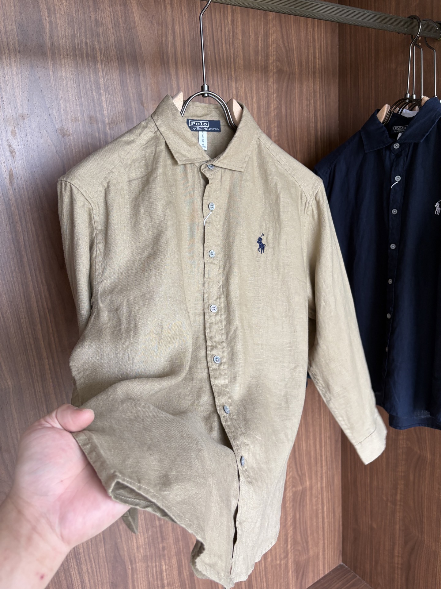 拉夫劳伦2025年夏季新款100%纯亚麻简约百搭休闲衬衣，面料舒适透气&时尚百搭颜色：白色、原麻色、卡其