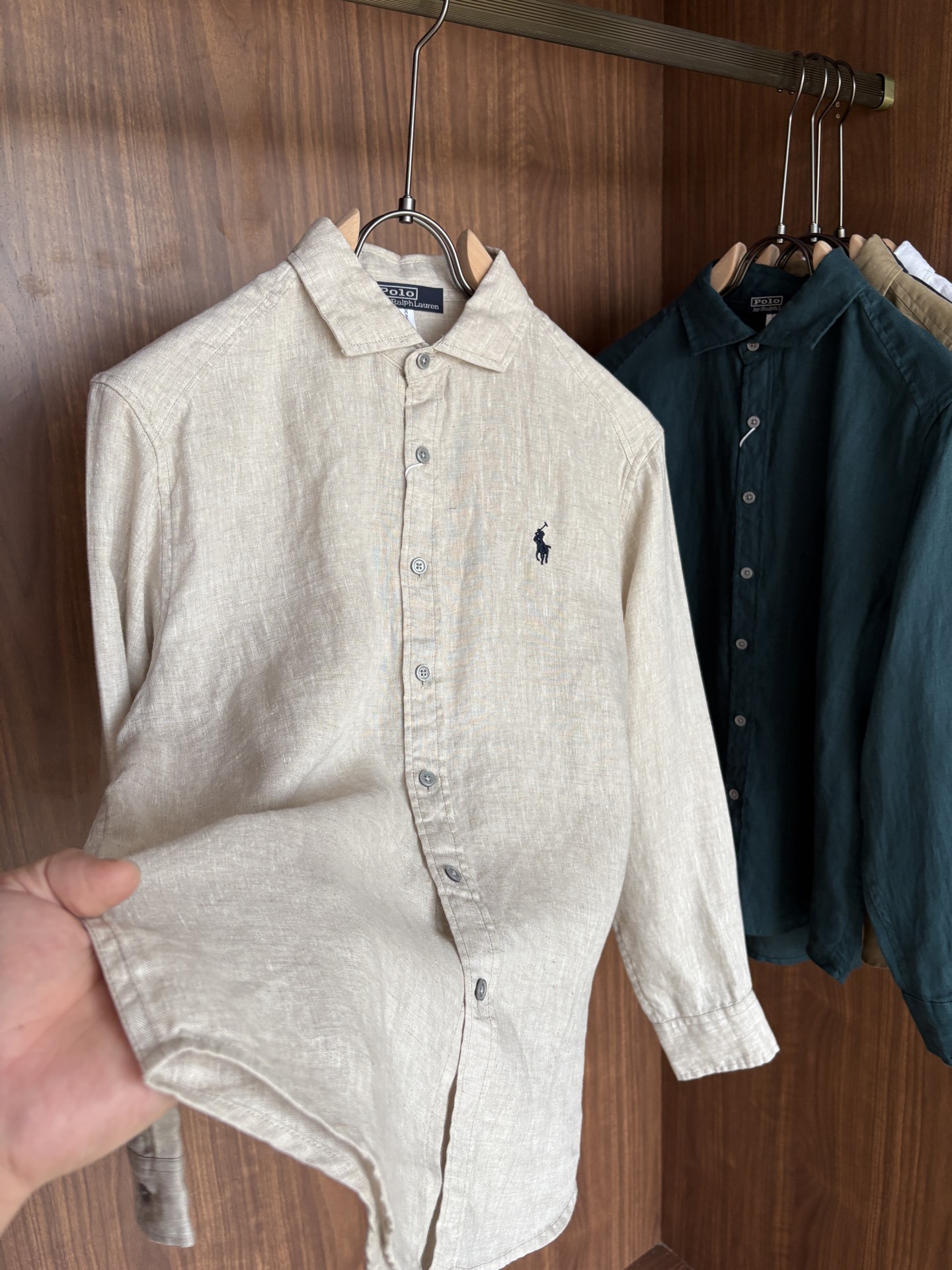 拉夫劳伦2025年夏季新款100%纯亚麻简约百搭休闲衬衣，面料舒适透气&时尚百搭颜色：白色、原麻色、卡其