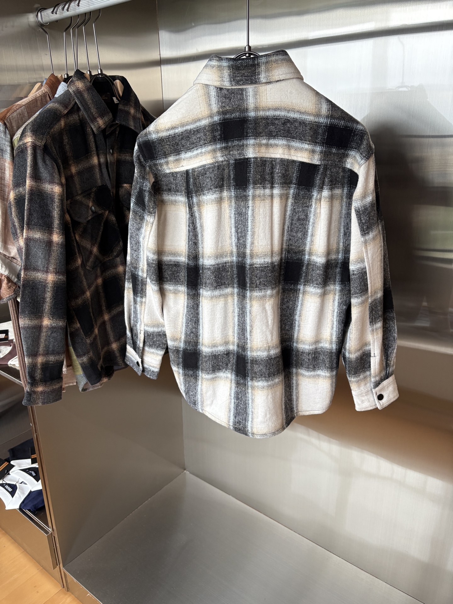 L最新2025年秋季新款100%棉简约百搭休闲格子长袖衬衣外套，面料舒适透气&时尚百搭尺码：M-4xL