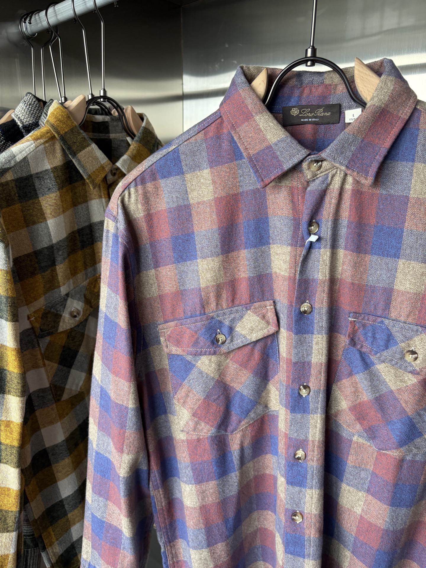 L最新2025年秋季新款100%棉简约百搭休闲格子长袖衬衣外套，面料舒适透气&时尚百搭尺码：M-4xL