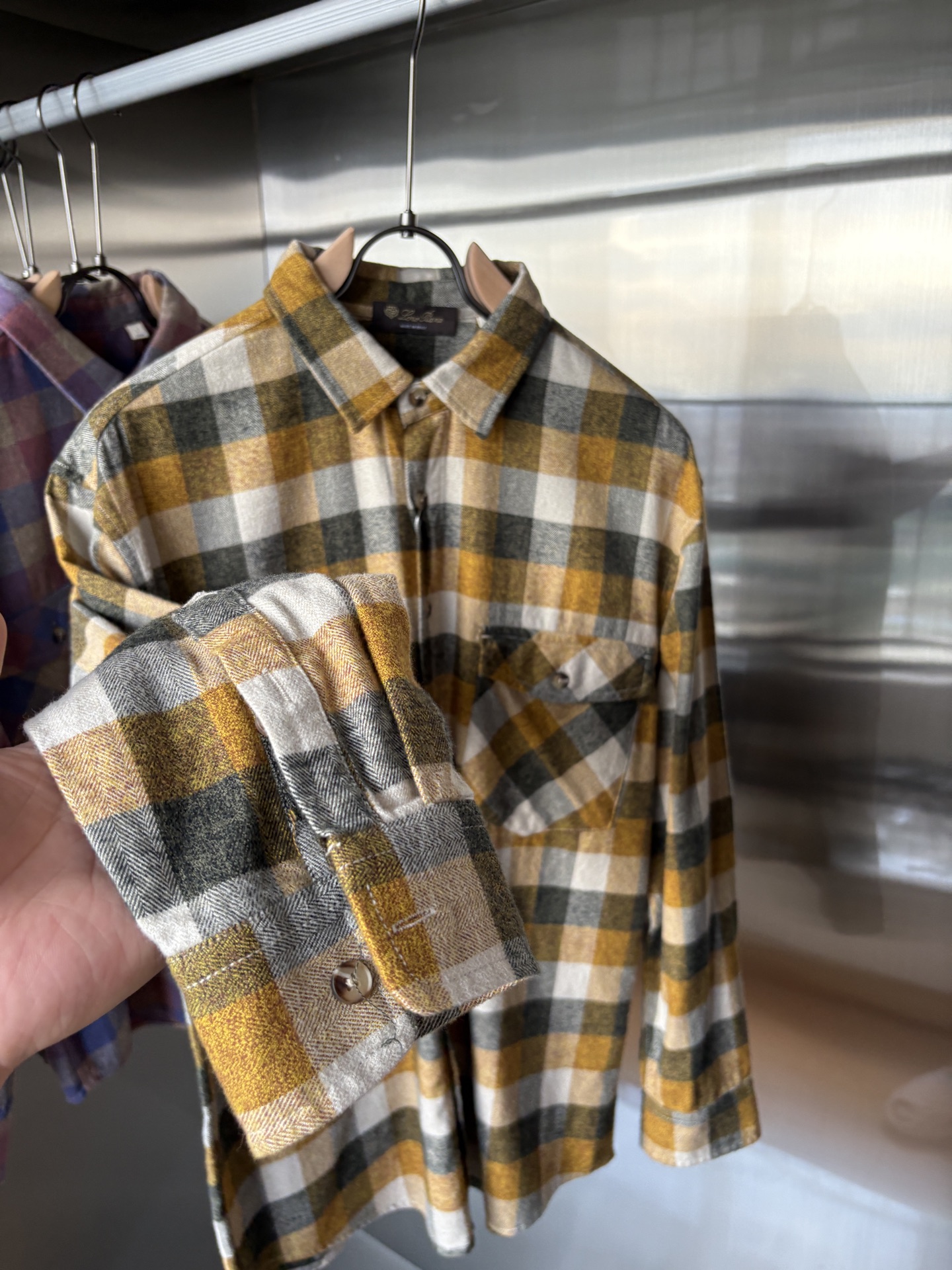 L最新2025年秋季新款100%棉简约百搭休闲格子长袖衬衣外套，面料舒适透气&时尚百搭尺码：M-4xL