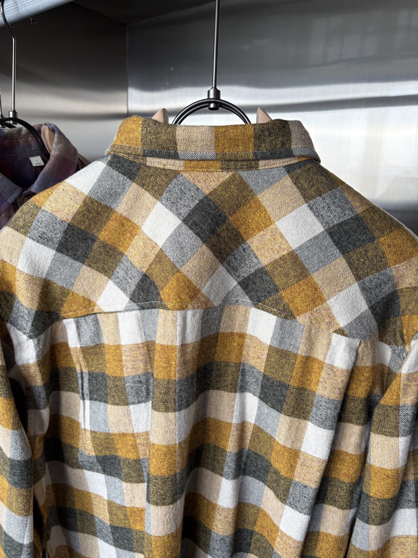 L最新2025年秋季新款100%棉简约百搭休闲格子长袖衬衣外套，面料舒适透气&时尚百搭尺码：M-4xL