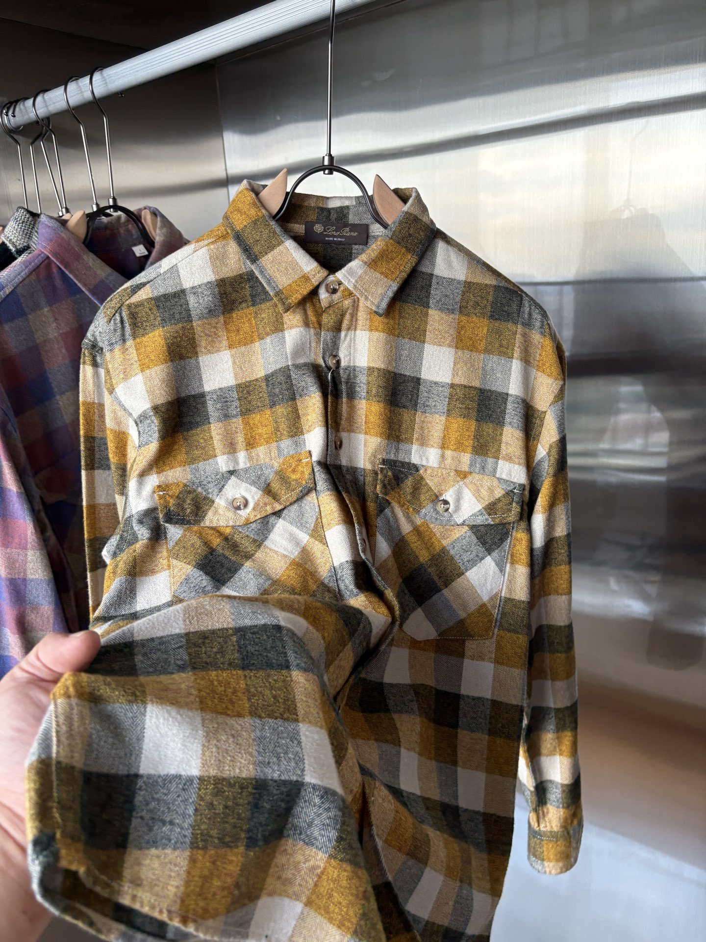 L最新2025年秋季新款100%棉简约百搭休闲格子长袖衬衣外套，面料舒适透气&时尚百搭尺码：M-4xL