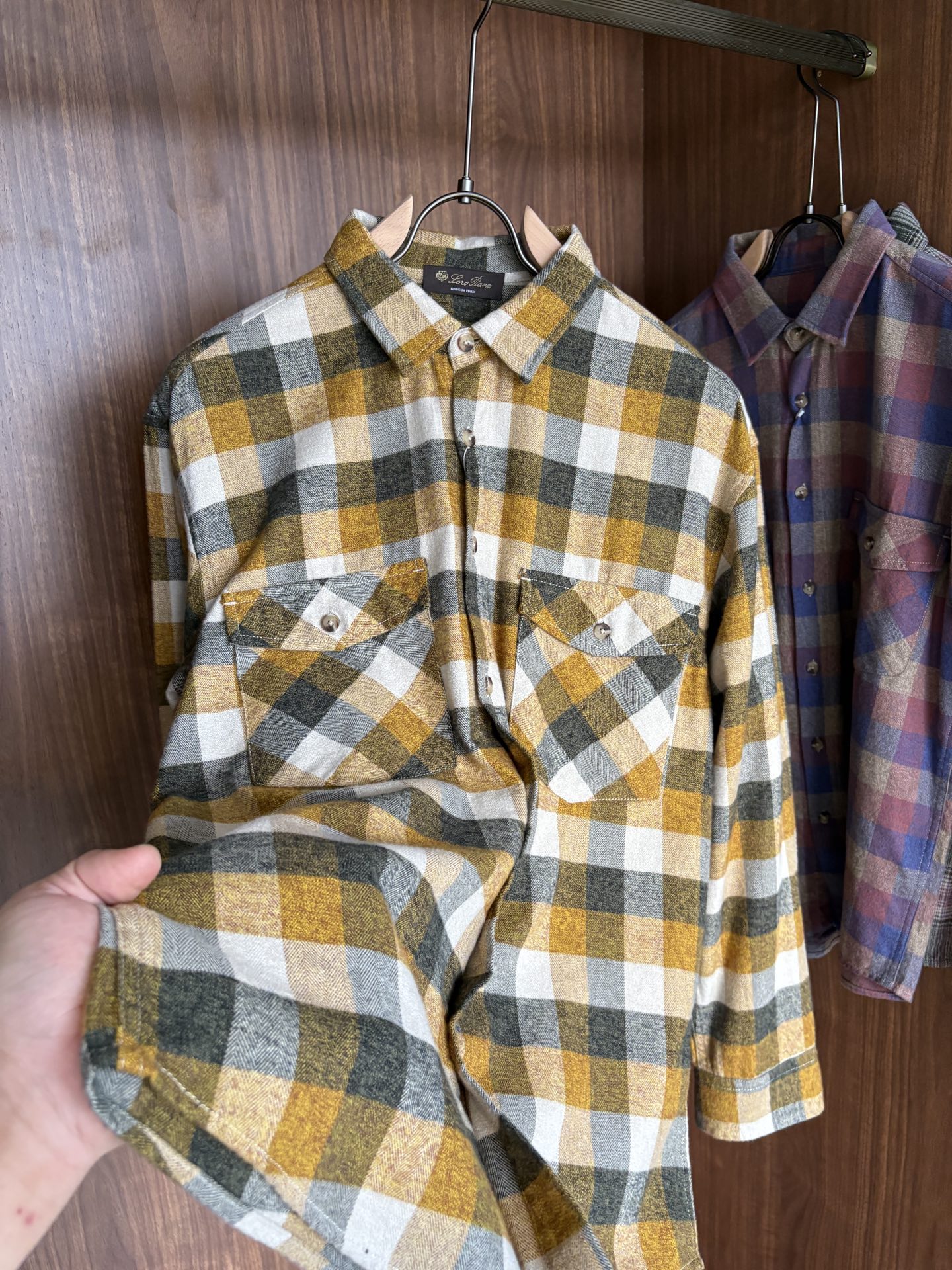 L最新2025年秋季新款100%棉简约百搭休闲格子长袖衬衣外套，面料舒适透气&时尚百搭尺码：M-4xL