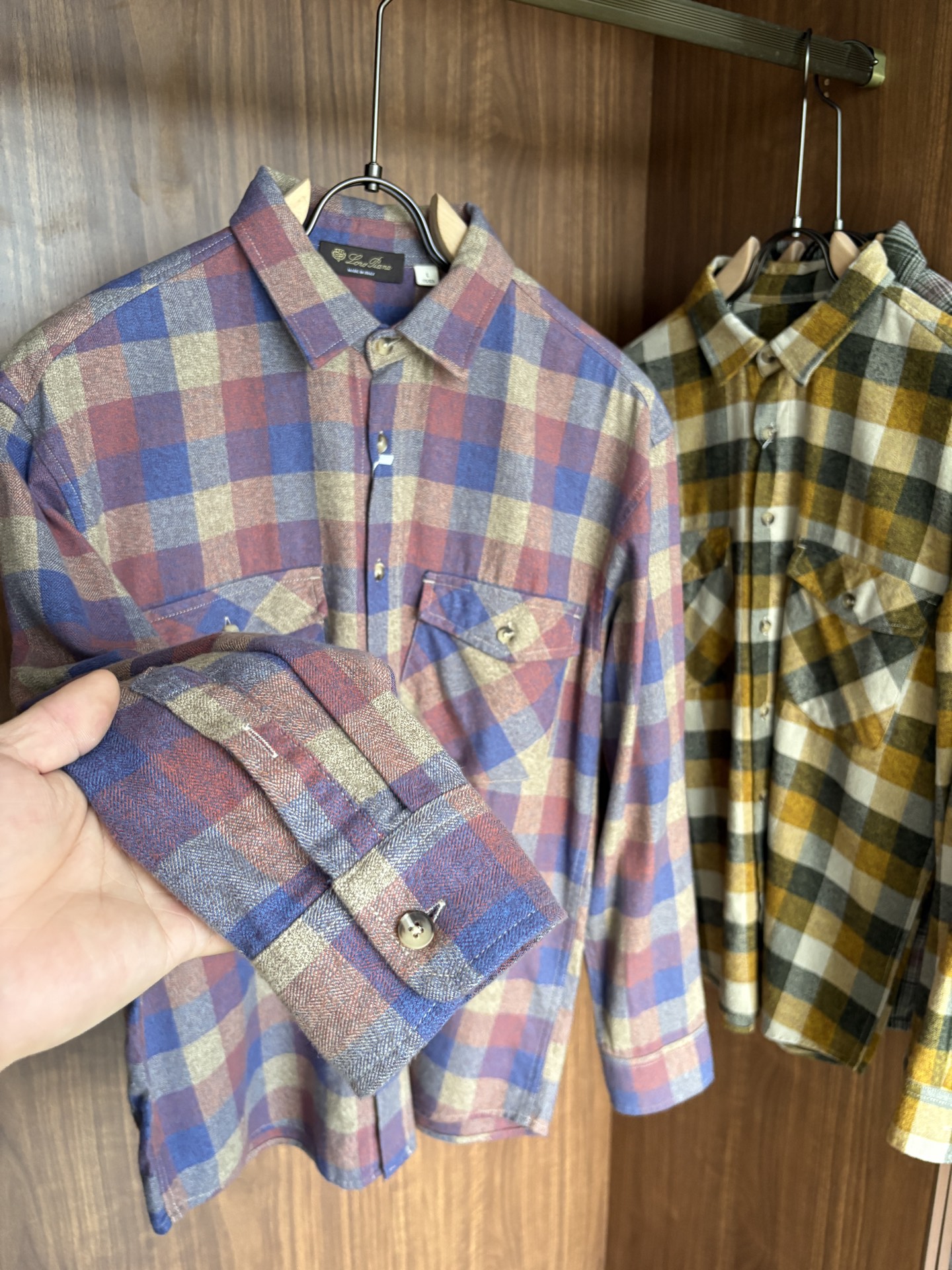 L最新2025年秋季新款100%棉简约百搭休闲格子长袖衬衣外套，面料舒适透气&时尚百搭尺码：M-4xL