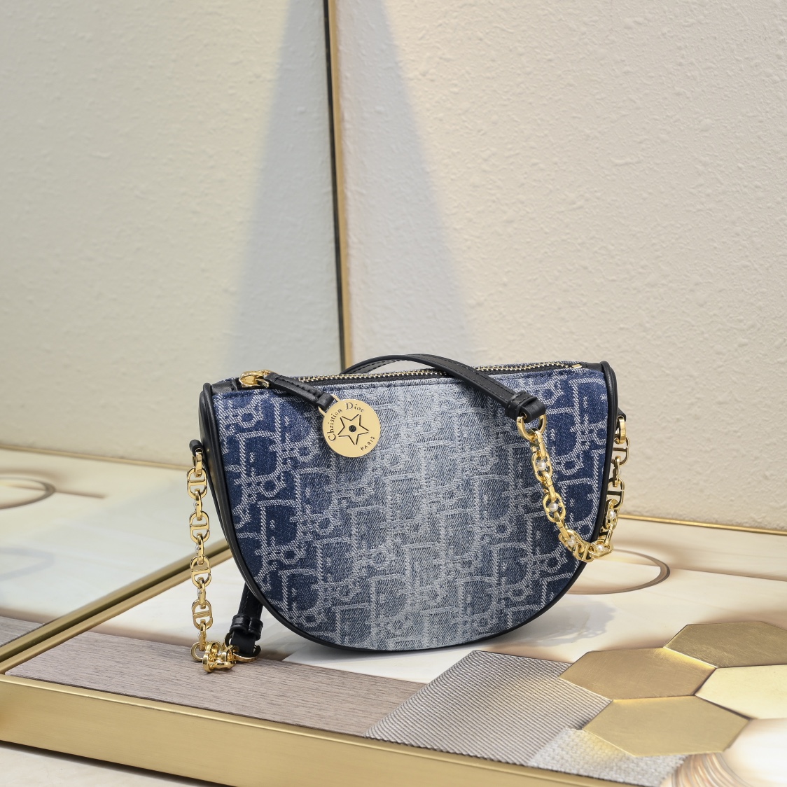 Fashion Replica
 Dior Bags Handbags Blue Printing Cowhide Resin Fall Collection Oblique Chains