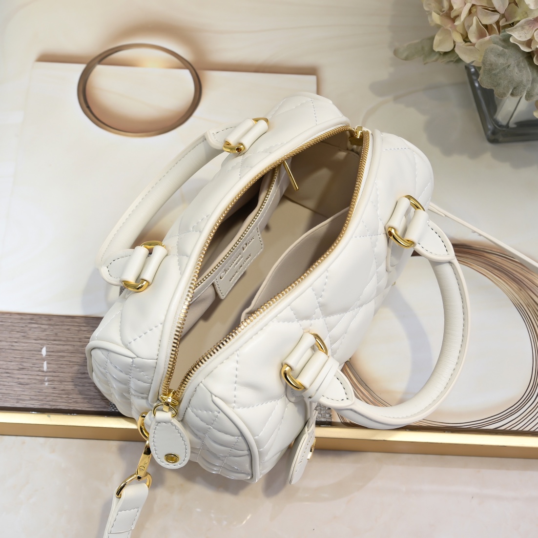 Dior Groove 20 White Quilted Handbag with Leather Key Charm and Lock 9 i1723352529 8229 2