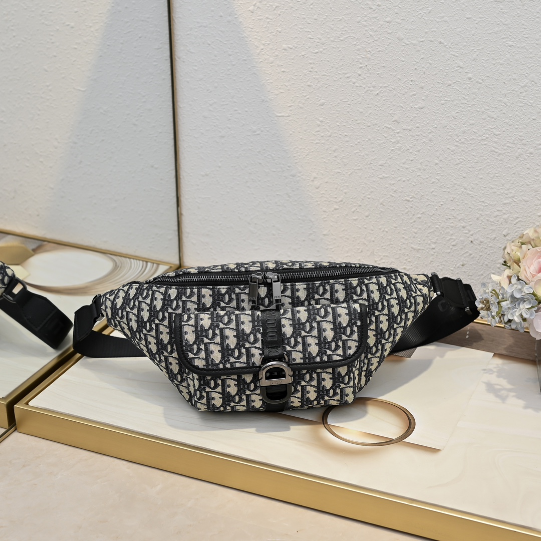 Dior Belt Bags & Fanny Packs Beige Black Printing Cowhide Spring Collection Oblique