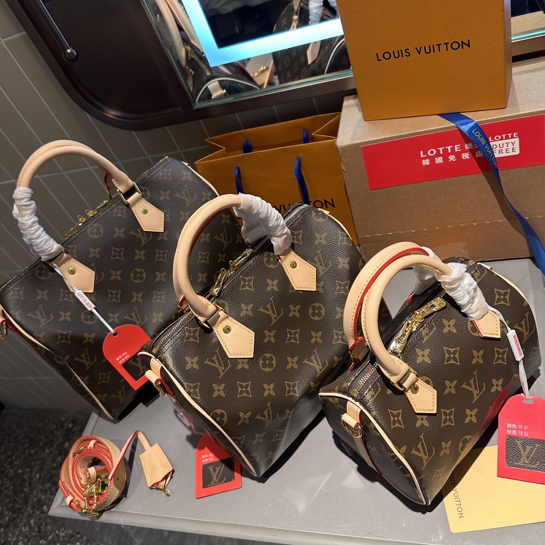 Louis Vuitton LV Speedy Bags Handbags Monogram Canvas Cowhide Mini M61252