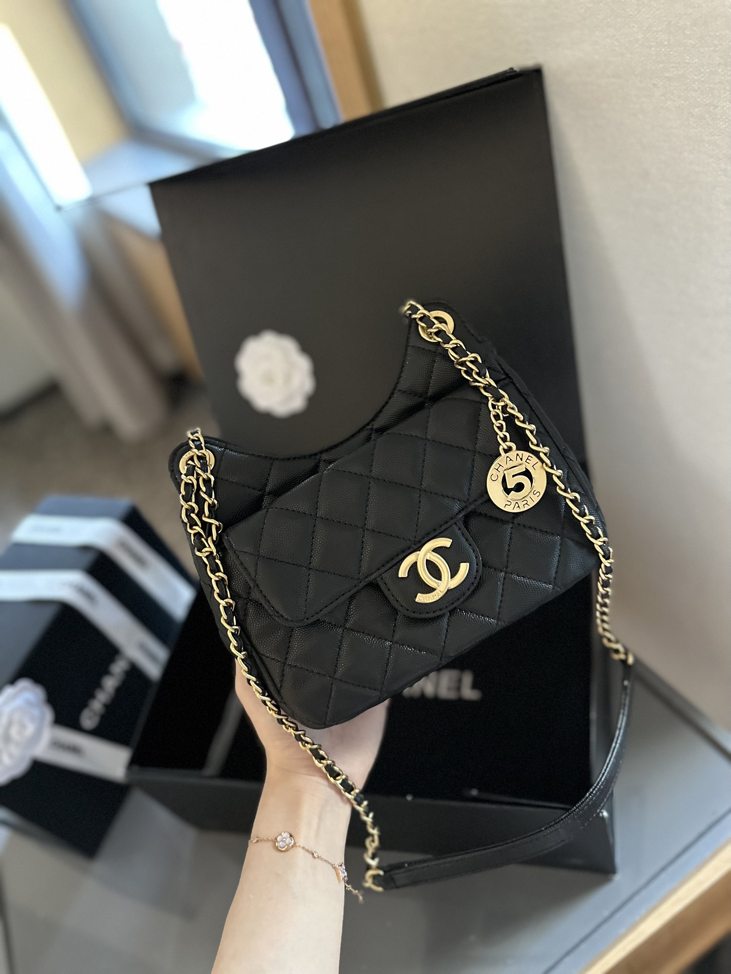 Chanel Crossbody & Shoulder Bags Women Calfskin Cowhide Knitting Oil Wax Leather Patent Wool Spring Collection Chains