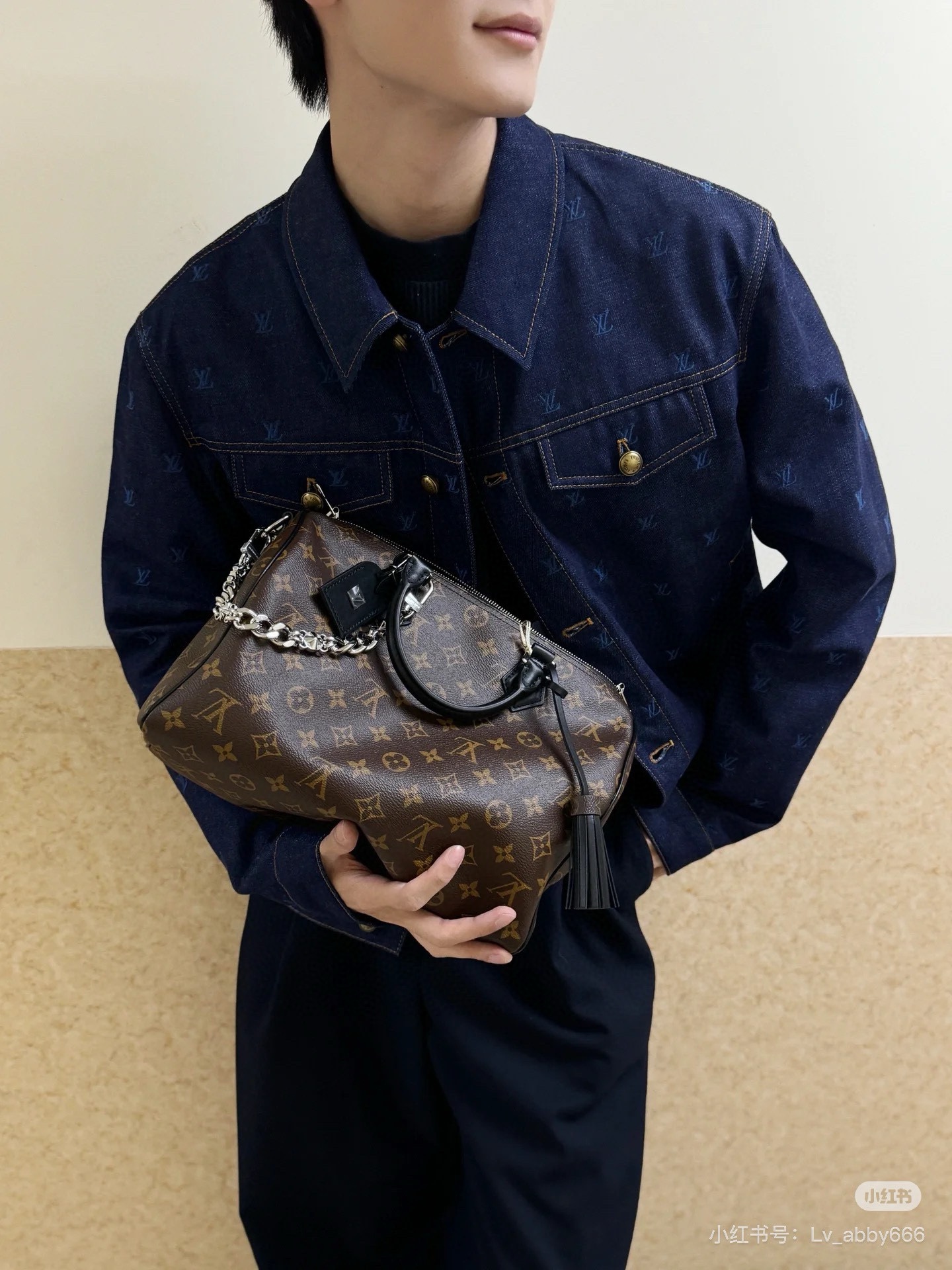 Lv new Spedy 30 soft dark Boston The Kro heart chain is so cool