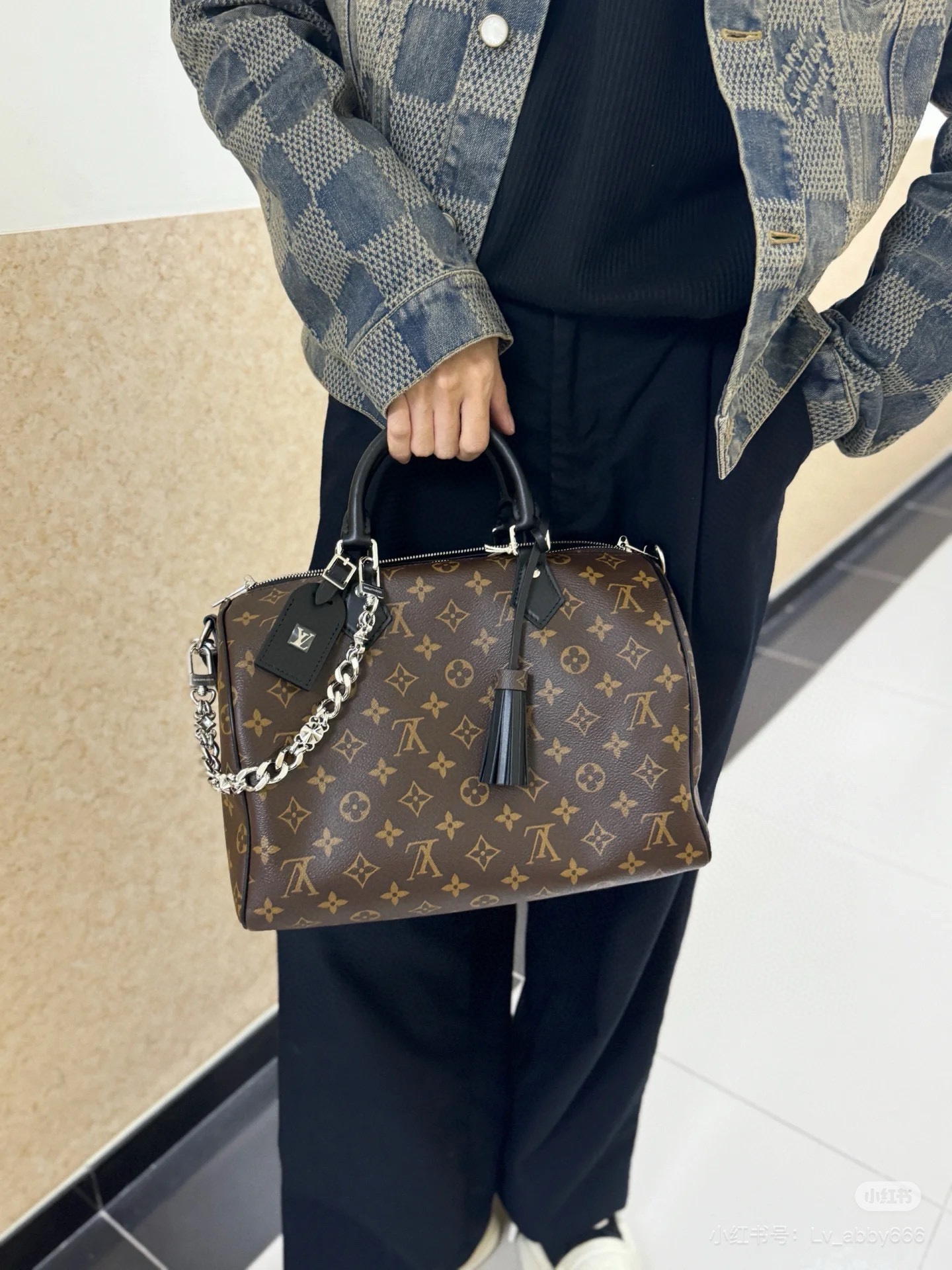 Lv new Spedy 30 soft dark Boston The Kro heart chain is so cool - 图片 7