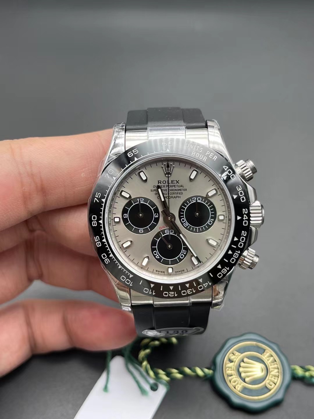 Entrega real, reloj mecánico automático Rolex Gray Daytona para hombre.