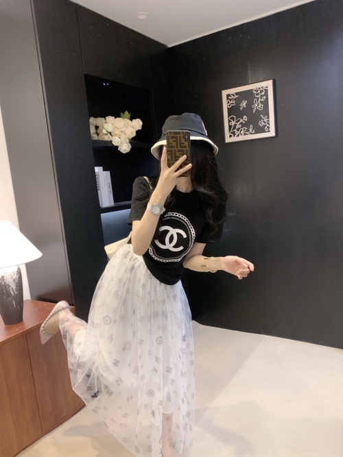 Chanel Inspired Mesh Skirt and Graphic Tee Set - Chic and Trendy Outfit 1 Chanel Inspired Mesh Skirt and Graphic Tee Set - Chic and Trendy Outfit