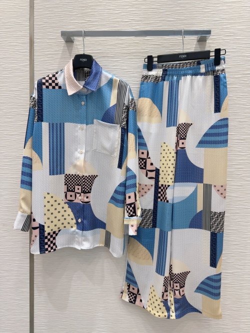 Fendi 2025SS Geometric Print Long Sleeve Shirt Set - Stylish & Versatile 1 Fendi 2025SS Geometric Print Long Sleeve Shirt Set - Stylish & Versatile