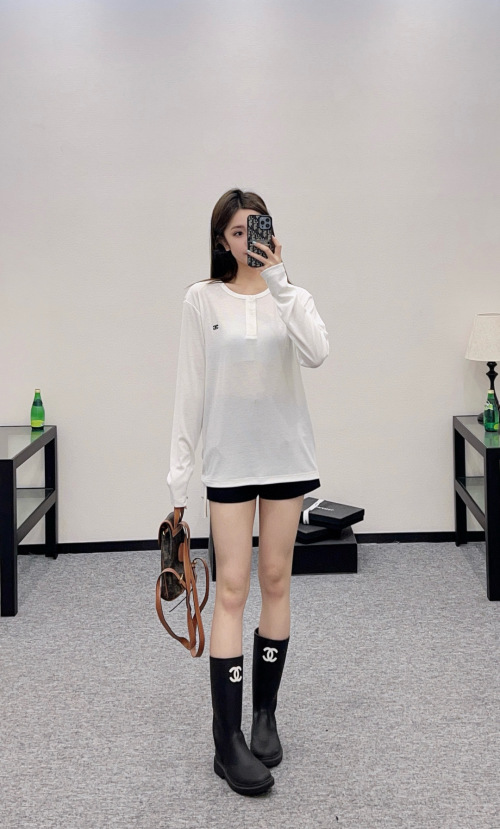 Celine Women's Long Sleeve T-Shirt Cotton Button-Down Casual Top 1 Celine Women's Long Sleeve T-Shirt Cotton Button-Down Casual Top
