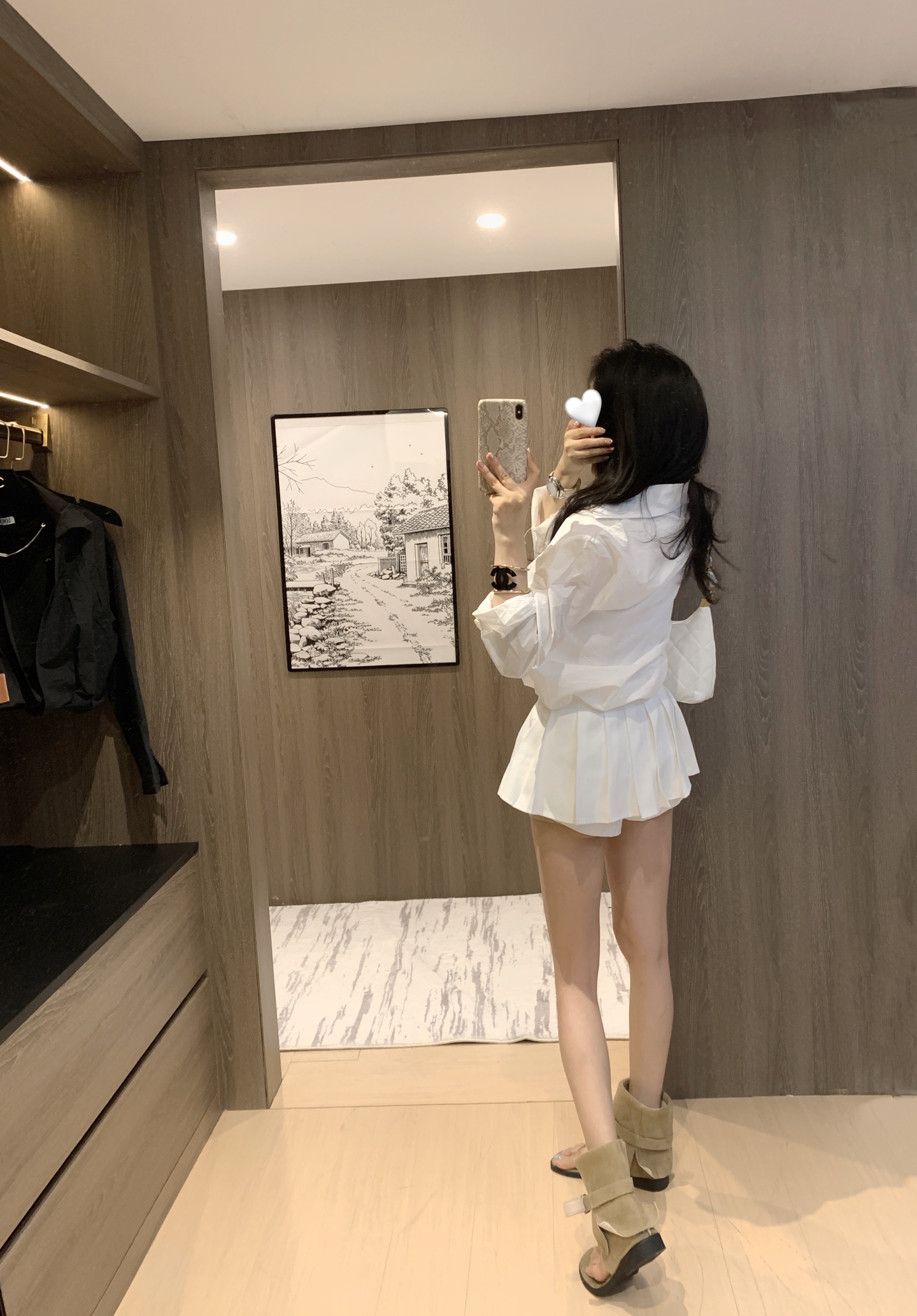 Loewe Inspired White Pleated Mini Skirt and Blouse Set,S-L 5 i1755185601536 1241 0 4
