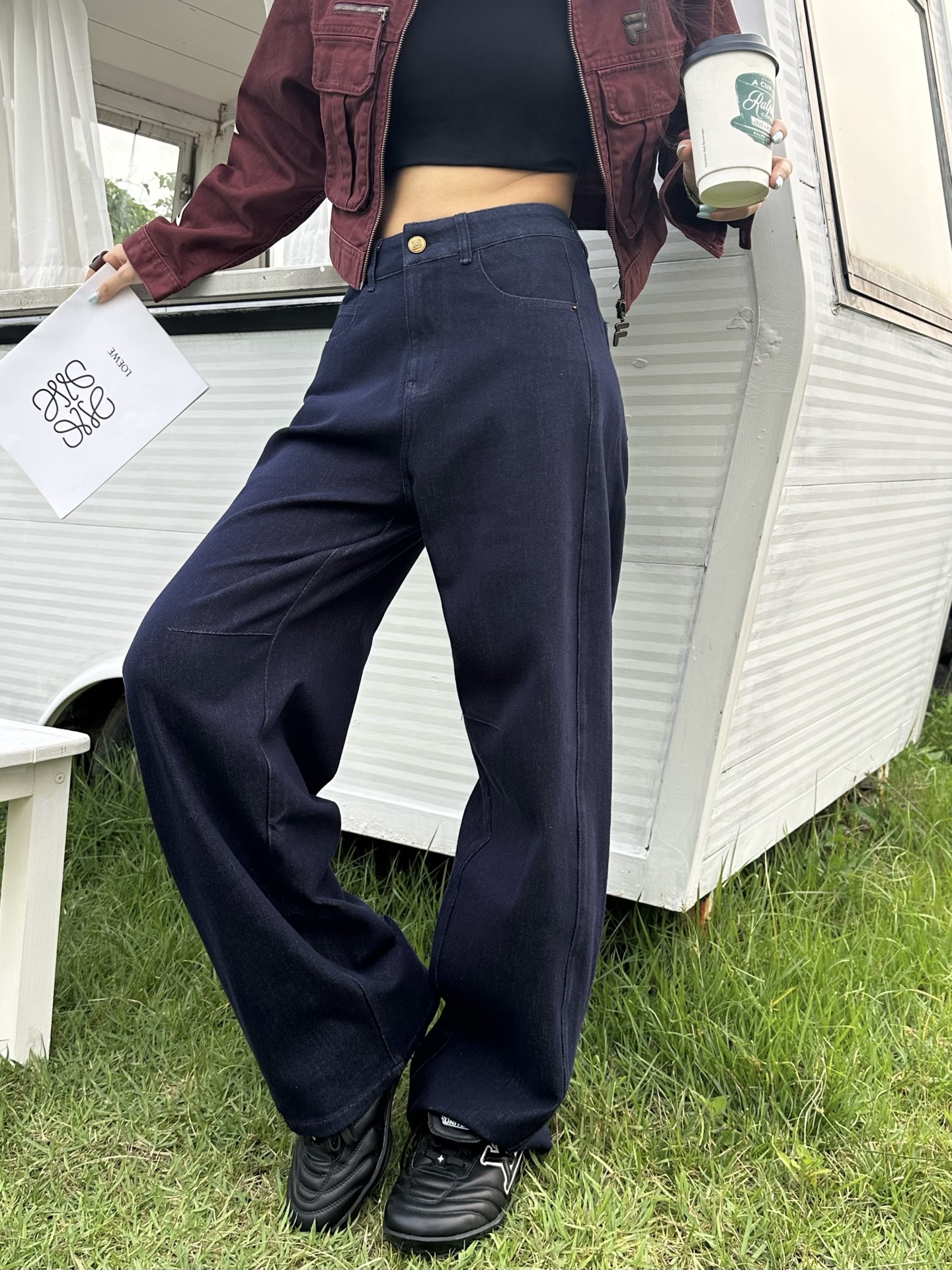 Side Embroidery Logo Wide Leg Jeans Y2k High Waist Denim Pants 4 i1755437162089 5510 0 3