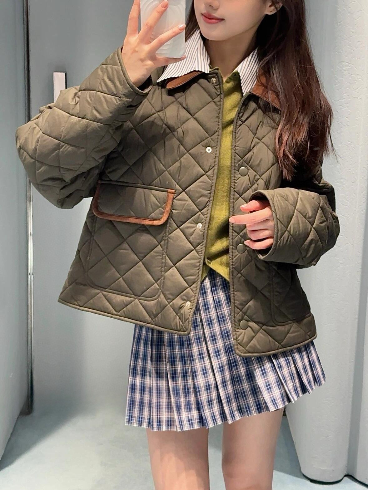 MIU MIU Quilted Cotton Jacket, Military Green Diamond Pattern, Short Style 7 i1755522149943 3830 0 6