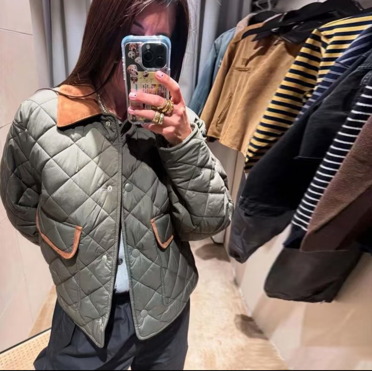 MIU MIU Quilted Cotton Jacket, Military Green Diamond Pattern, Short Style 4 i1755522150228 9339 0 3