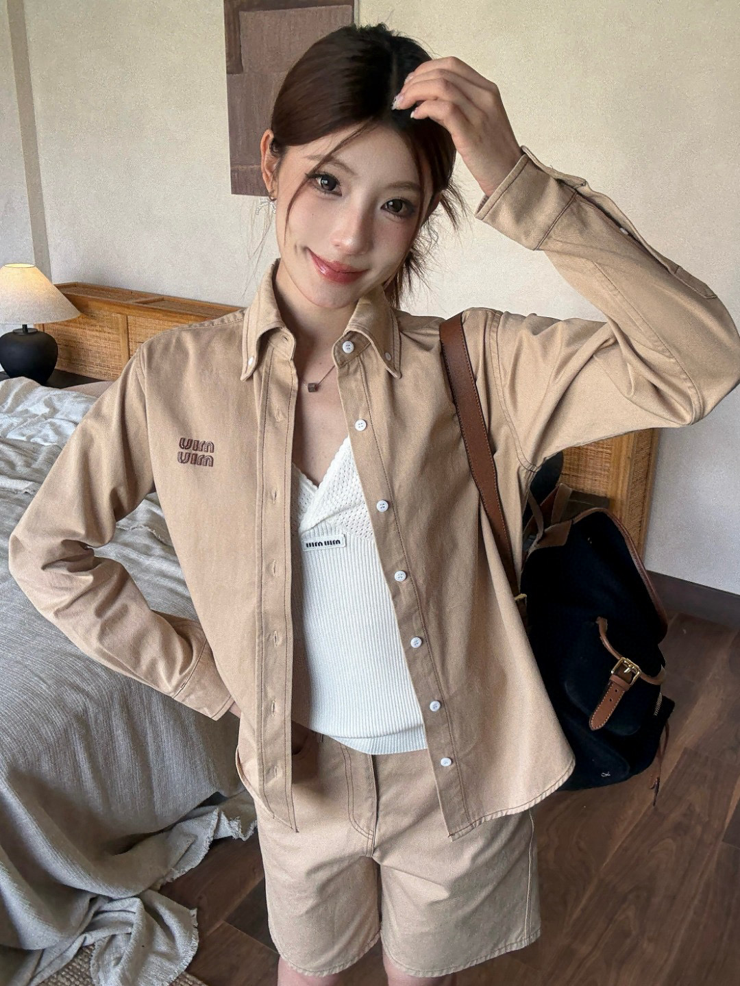 Miu Miu 25SS Letter Embroidered Shirt Jacket - High Quality Fabric 6 i1755610274633 1956 0 5