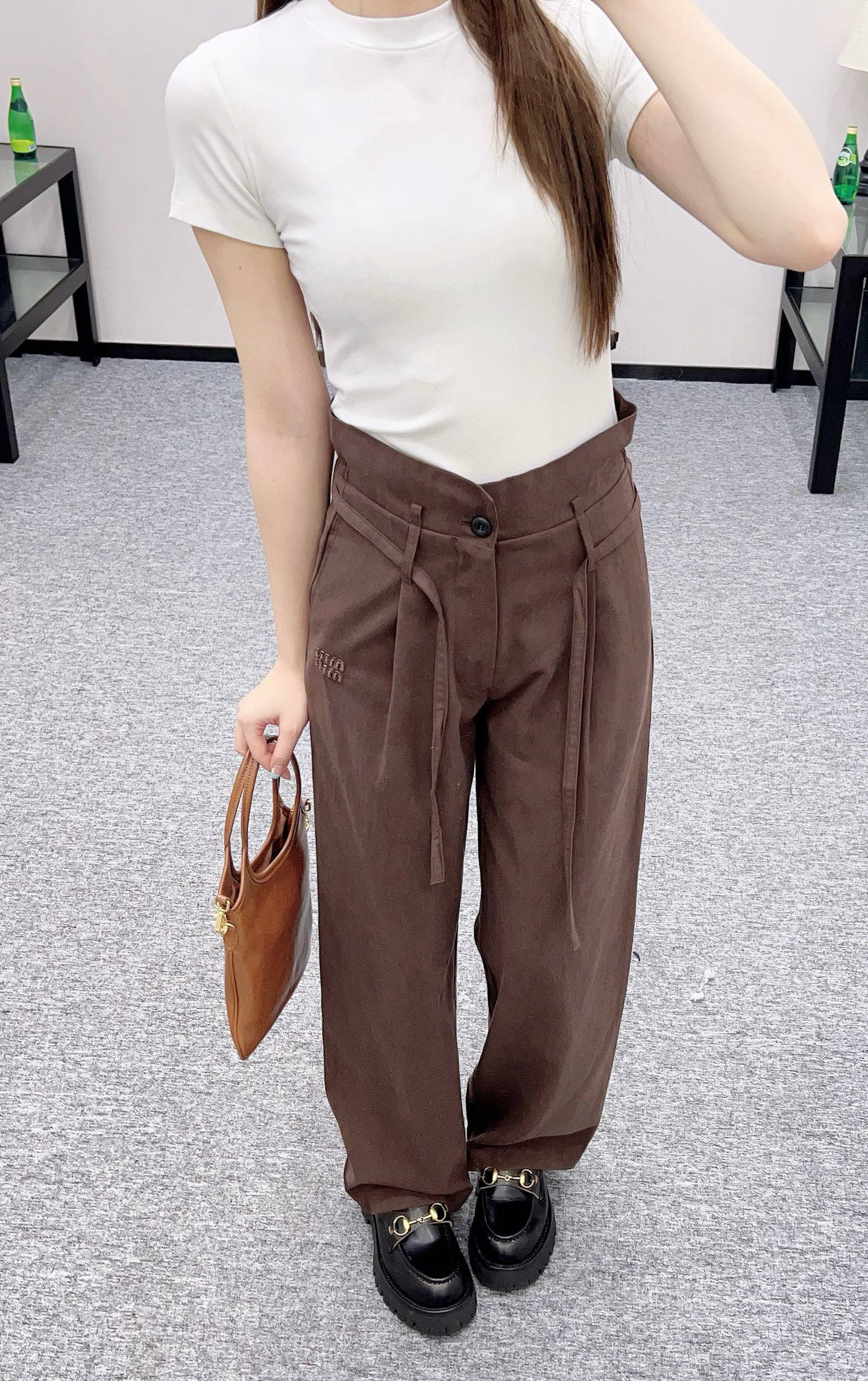 Miu Miu 2025 Women's High-Waisted Wide Leg Casual Pants with Tie Detail 3 i1756219924225 4859 0 2