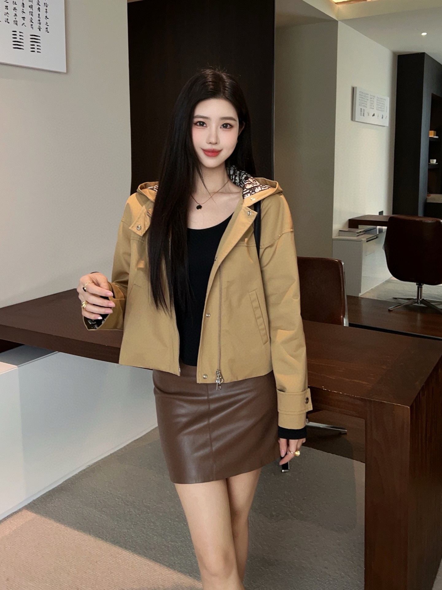 Classic Monogram-Lined Hooded Short Jacket with Bee Embroidery - S, M, L 3 i1757606094813 8295 0 2