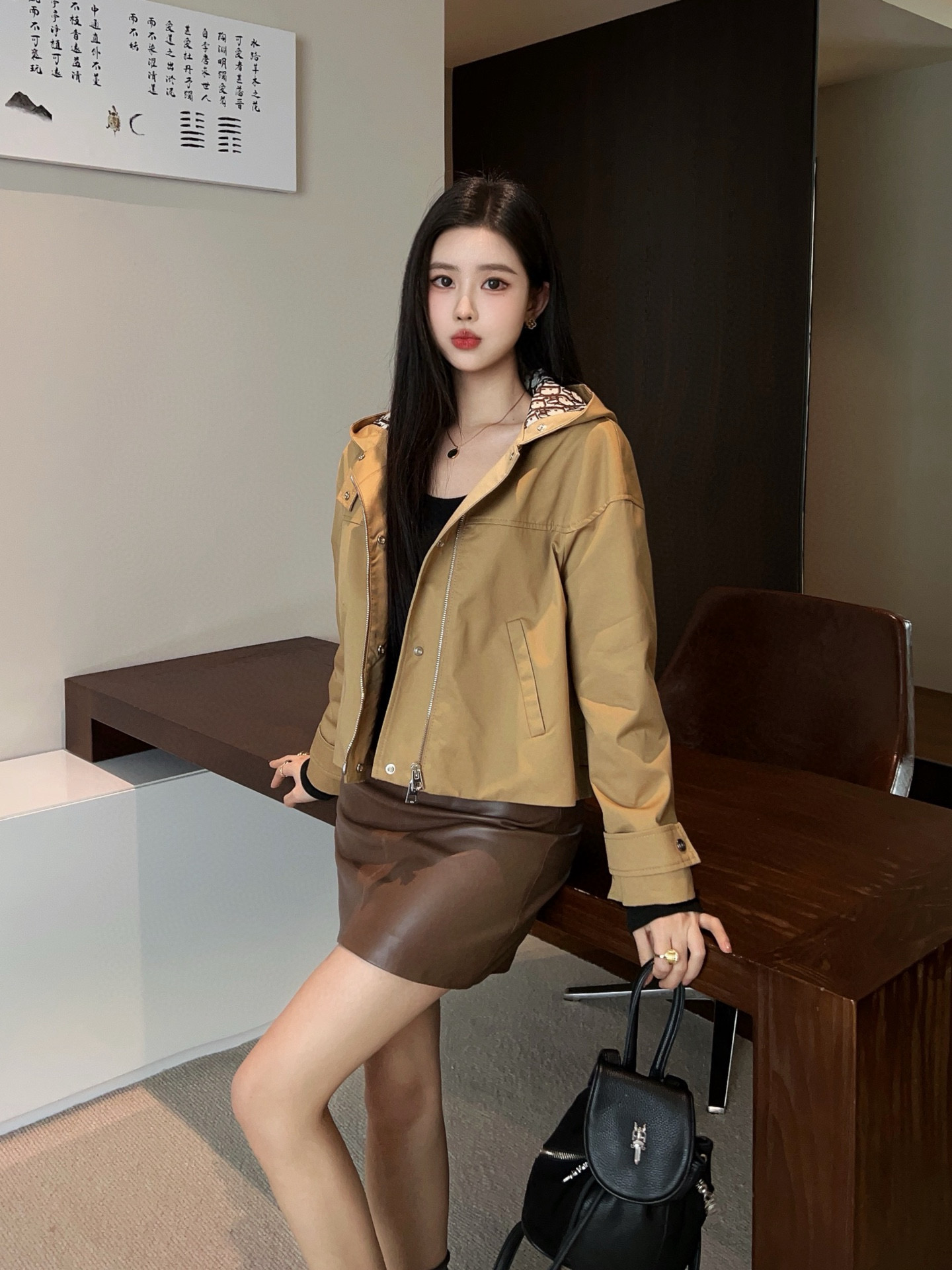 Classic Monogram-Lined Hooded Short Jacket with Bee Embroidery - S, M, L 4 i1757606095781 5692 0 3