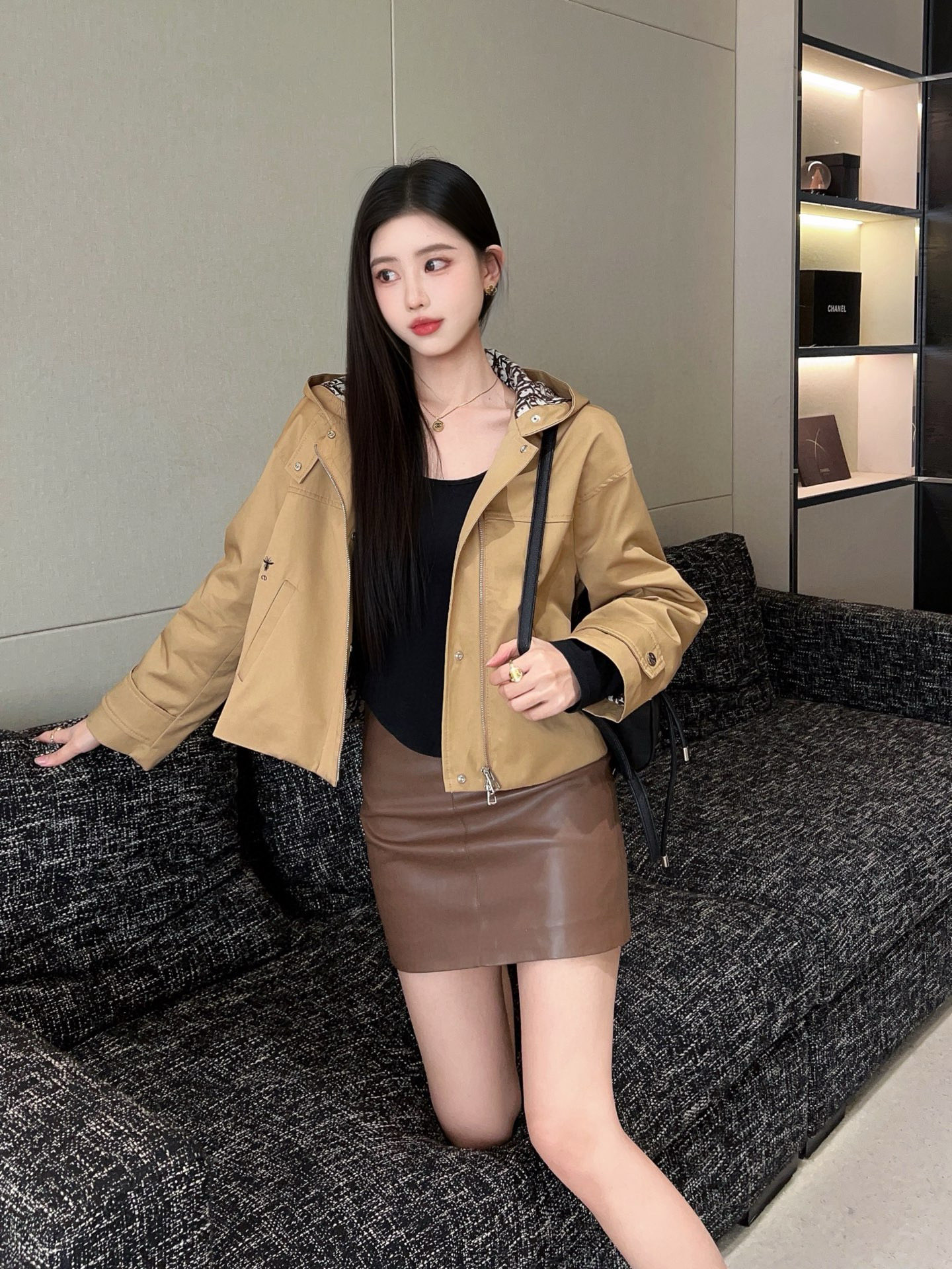 Classic Monogram-Lined Hooded Short Jacket with Bee Embroidery - S, M, L 8 i1757606095988 668 0 7