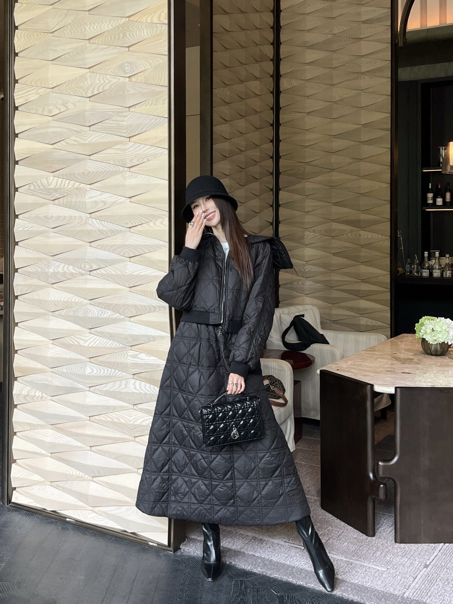 DIO Black Quilted Cotton Jacket and Skirt Set - 2025 Spring Collection 2 i1757690863869 566 0 0