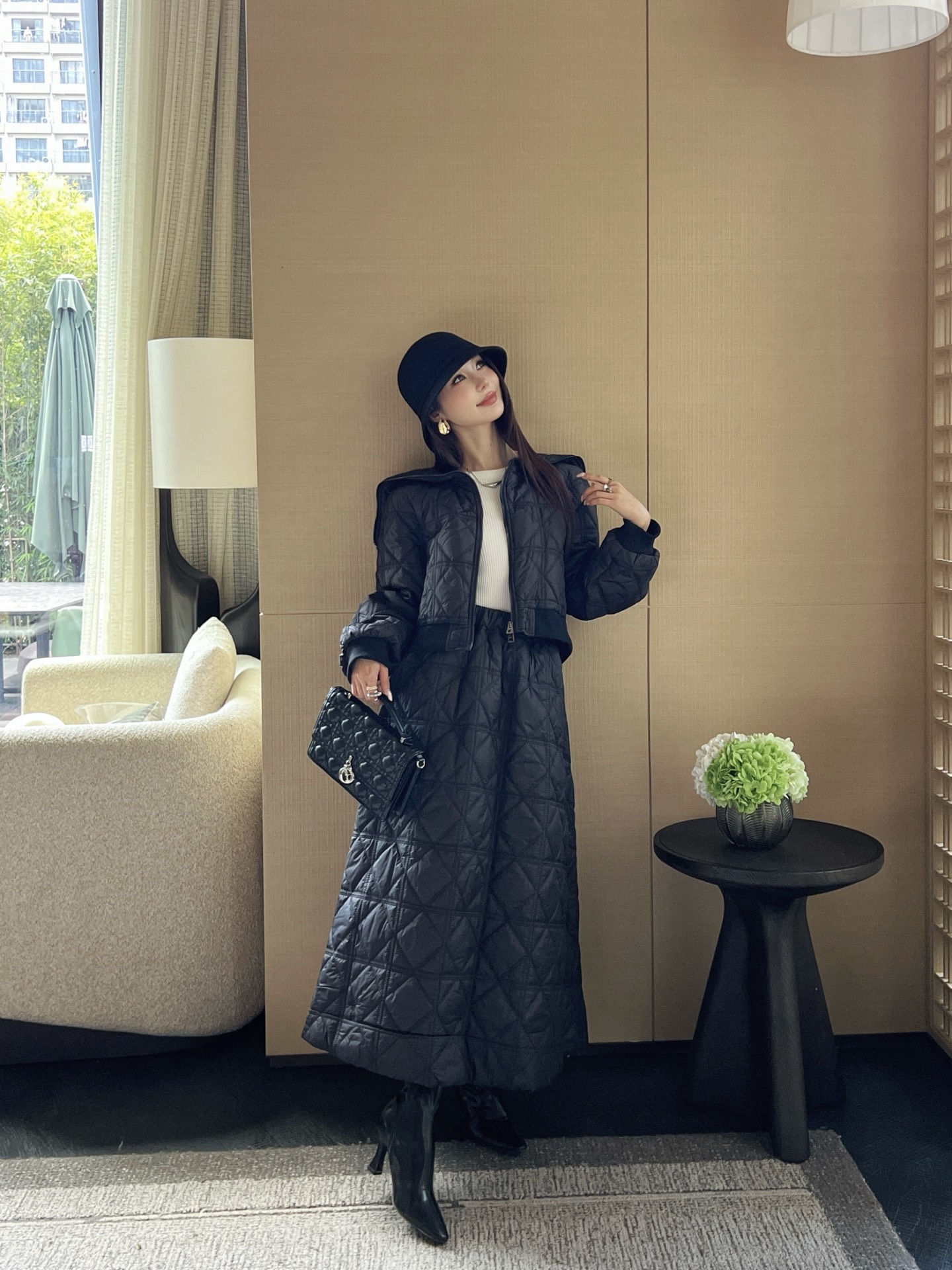 DIO Black Quilted Cotton Jacket and Skirt Set - 2025 Spring Collection 1 i1757690891252 9214 0 0