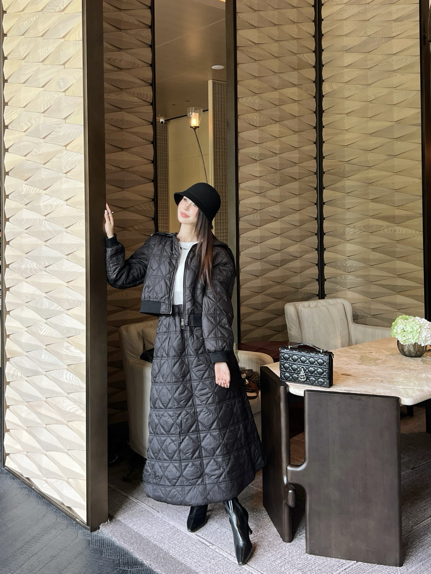 DIO Black Quilted Cotton Jacket and Skirt Set - 2025 Spring Collection 8 i1757690891320 6714 0 7