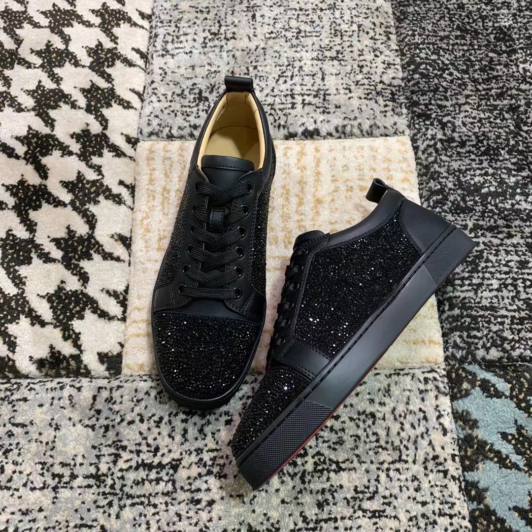 Cl diamantes de imitación negro Precio de fábrica 250christian louboutin (CL zapatos inferiores rojo