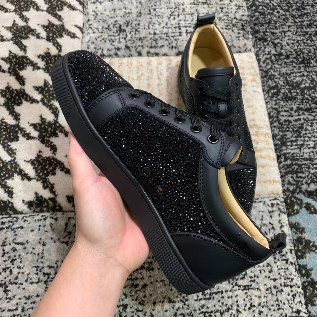 Cl diamantes de imitación negro Precio de fábrica 250christian louboutin (CL zapatos inferiores rojo