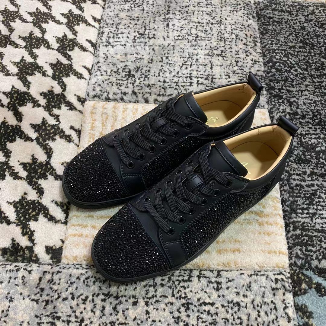 Cl diamantes de imitación negro Precio de fábrica 250christian louboutin (CL zapatos inferiores rojo