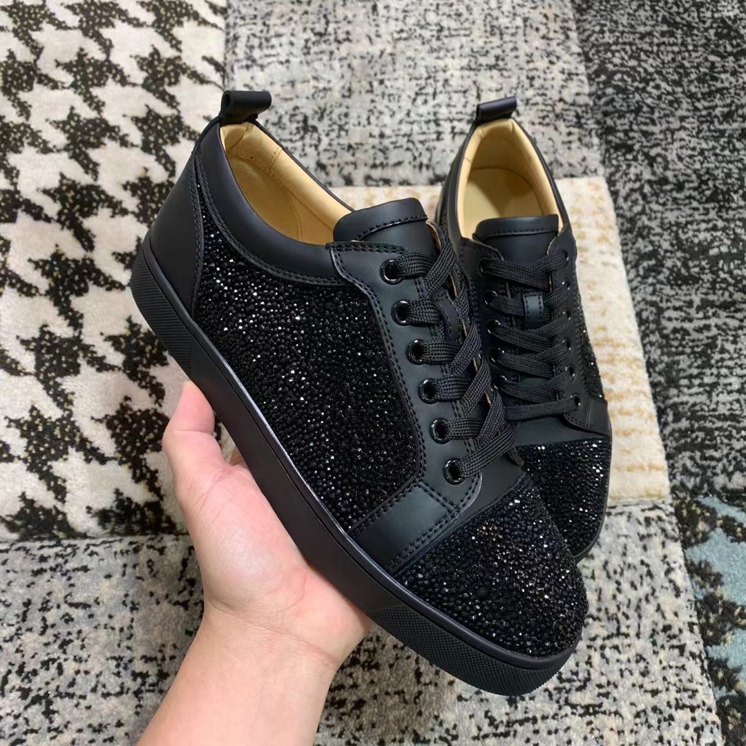 Cl diamantes de imitación negro Precio de fábrica 250christian louboutin (CL zapatos inferiores rojo