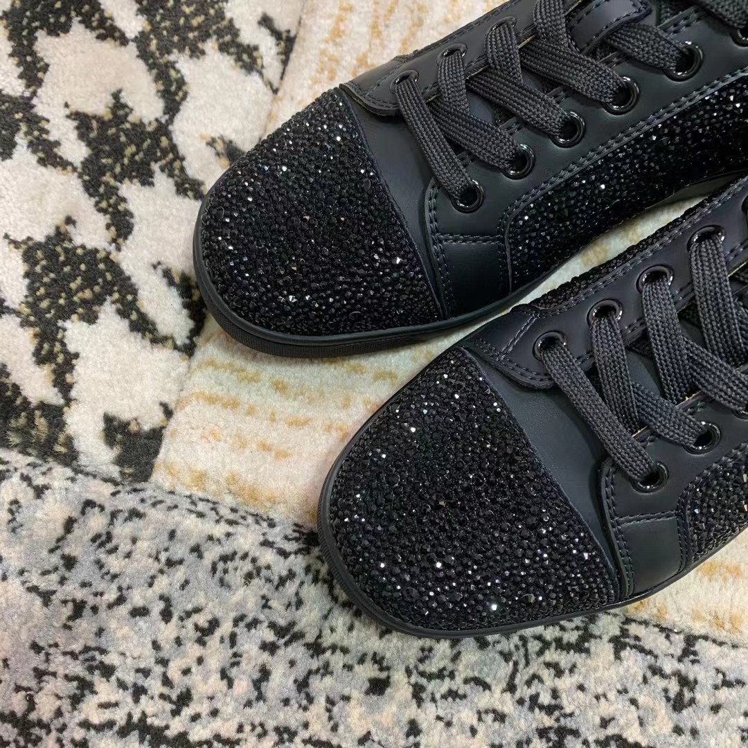 Cl diamantes de imitación negro Precio de fábrica 250christian louboutin (CL zapatos inferiores rojo