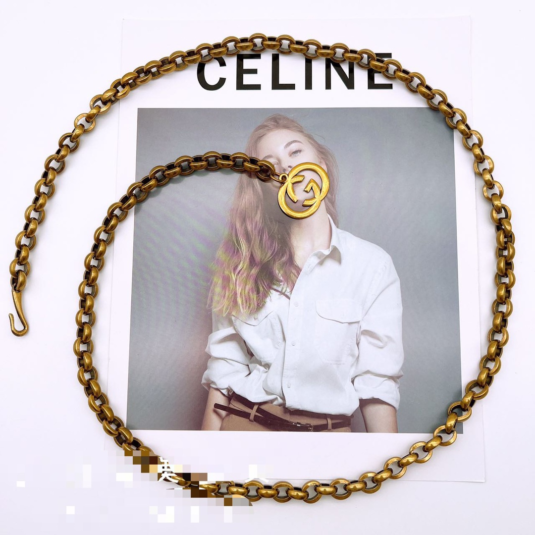 NO:107959,Gucci latest style, retro style solid metal waist chain versatile bronze letter pendant for women's belt with trousers chain belt, jewelry boutique, gucci19860909古驰最新款,复古风实心金属腰链百搭古铜色字母吊坠女士腰带搭配裤子链条裤带,饰品精品,gucci,Jewelry