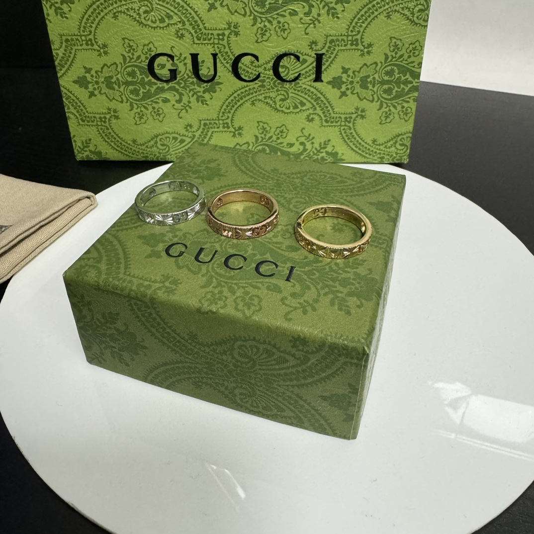 Gucci 香港 GUCCI古奇饰品首饰戒指18K金镂空刻花星星ICON尺码6-11