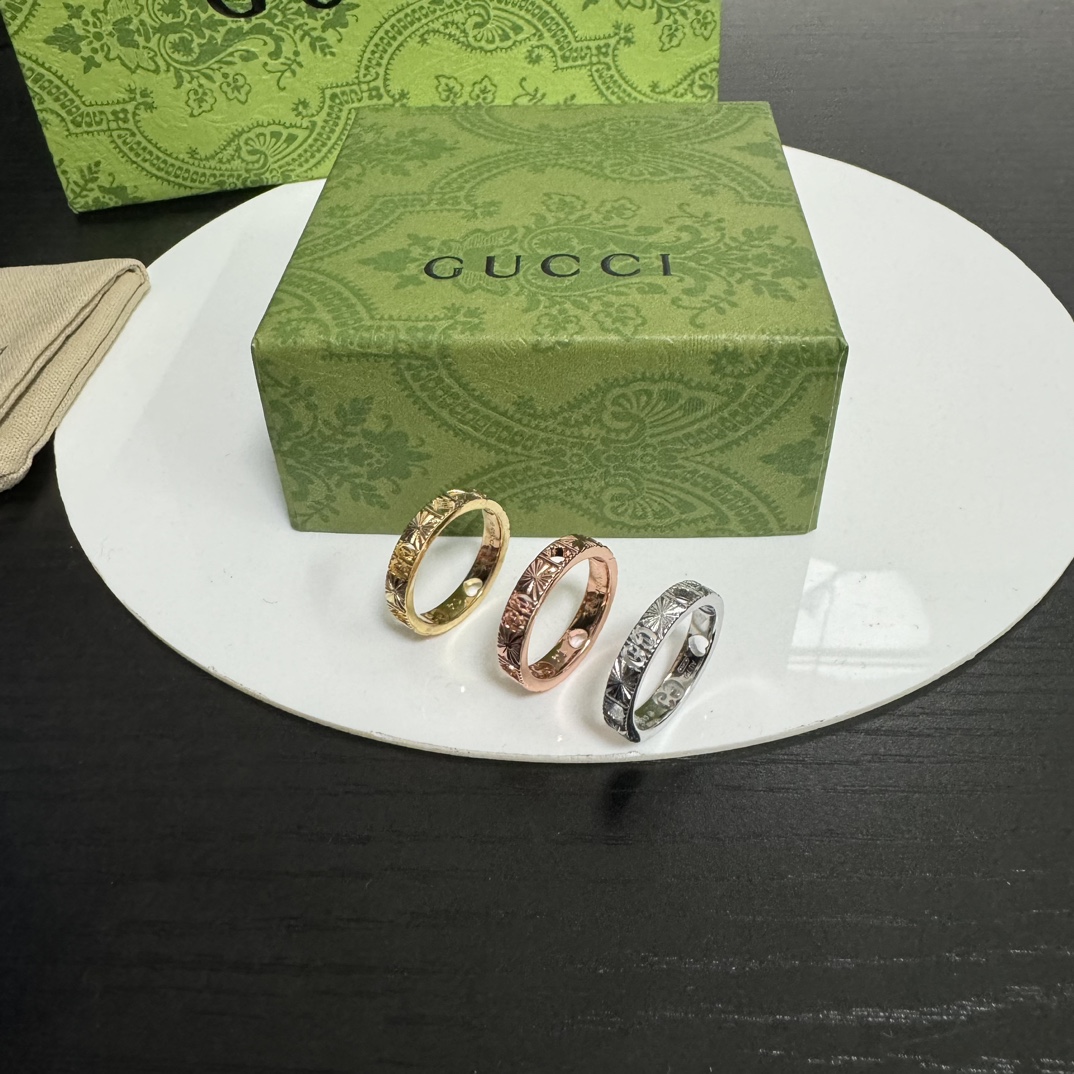Gucci 香港 GUCCI古奇饰品首饰戒指18K金镂空刻花星星ICON尺码6-11