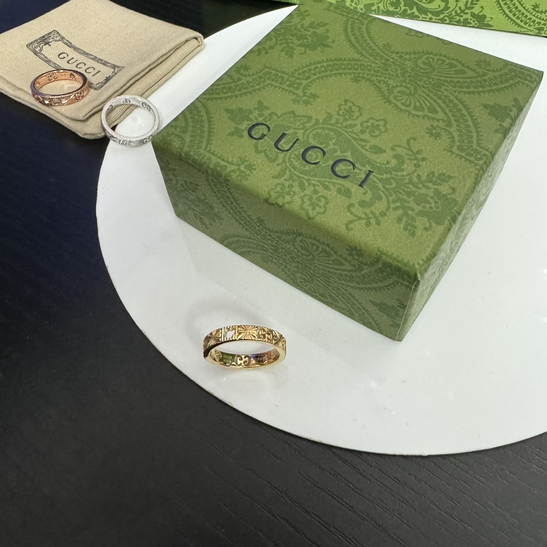 Gucci 香港 GUCCI古奇饰品首饰戒指18K金镂空刻花星星ICON尺码6-11