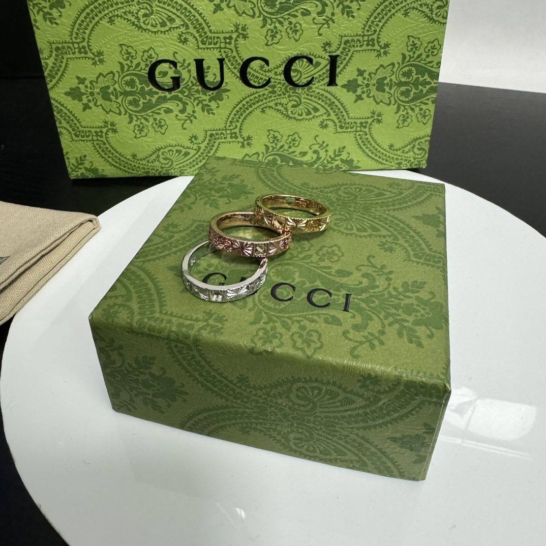 Gucci 香港 GUCCI古奇饰品首饰戒指18K金镂空刻花星星ICON尺码6-11