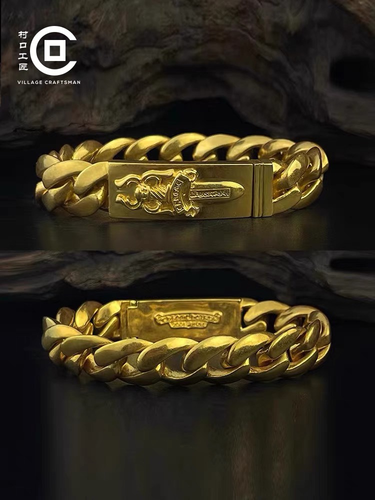 NO:109457,CH European and American all-gold 22k dagger big sword 24k gold bracelet punk hip-hop couple trend, jewelry boutique, bracelet, gold19860909CH欧美全金22k匕首大宝剑圣剑24K黄金手链朋克嘻哈情侣潮,饰品精品,bracelet,gold,Jewelry