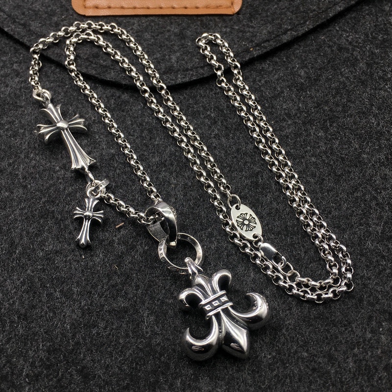 NO:104650,Cross necklace European and American retro personality scout flower anchor pendant trendy men and women necklaces, jewelry boutique, necklace19860909十字架项链欧美复古个性童军花船锚吊坠潮人男女项链,饰品精品,necklace,Jewelry