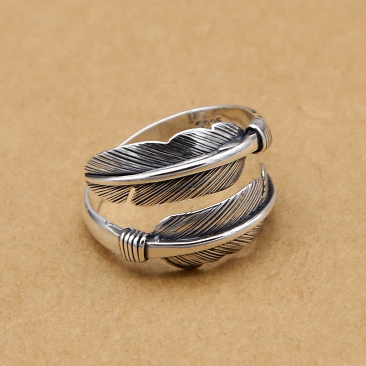 NO:108701,Feather ring Simple retro Roman INS style open finger ring hip hop men and women cross-border accessories, jewelry boutique, ring19860909羽毛戒指 简约复古罗马INS风开口指环嘻哈男女跨境配饰品,饰品精品,ring,Jewelry